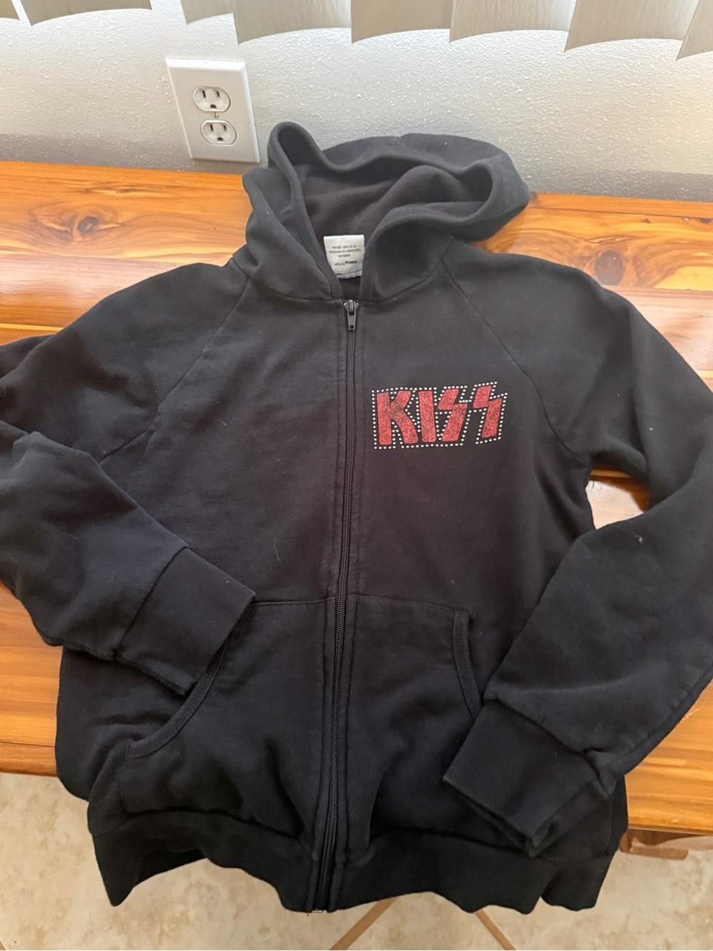 Vintage Black Hoodie with Red KISS Logo